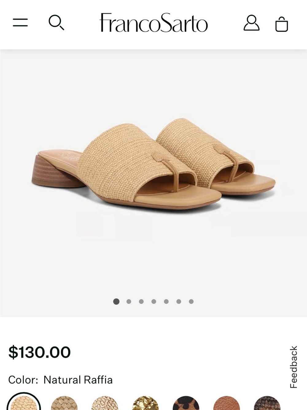 Franco Sarto Natural Raffia Slide Sandals